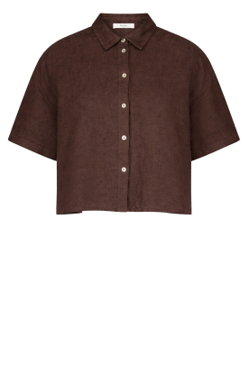 by-bar |  Linen blouse Mara | brown 