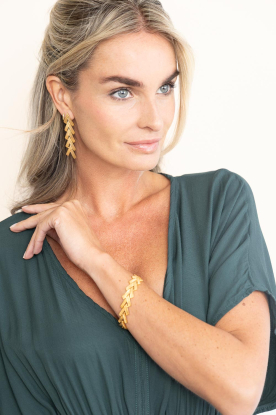 by-bar |  Gold pleated bracelet Farrah | gold 
