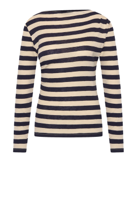 by-bar |  Striped longsleeve with boat neck Leya | blue 