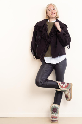 MOU |  Quilted boots with patch work Eskimo | burgundy mix 