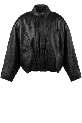 Alter Ego |  Leather retro bomber Meghan | dark brown 