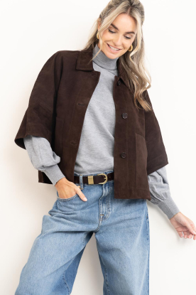 Alter Ego |  Suède poncho jacket Lena | brown  