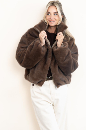 Alter Ego |  Reversible faux fur bomber Ally | dark brown 