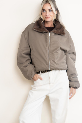 Alter Ego |  Reversible faux fur bomber Ally | dark brown 