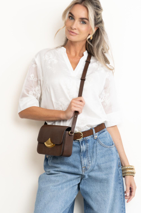 Sessun |  Leather printed bag Mimo | brown 