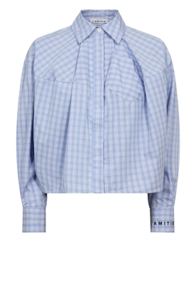 Haute L'Amitié |  Cropped checkered blouse Sophie | blauw 