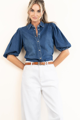 Janice |  Denim blouse with puff sleeves Lars | blue 