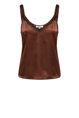 Milla |  Shiny top with lace Lucy | brown 