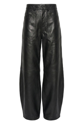 Badits |  Leather wide leg with patch pockets Kendra | black 