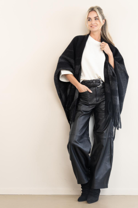 Badits |  Leather wide leg with patch pockets Kendra | black 