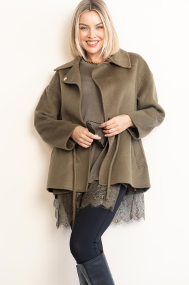 ba&sh |  Wool jacket with tie belt Kam | green 