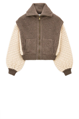 ba&sh |  Chunky knit cardigan with zipper Ash | brown 