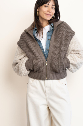 ba&sh |  Chunky knit cardigan with zipper Ash | brown 