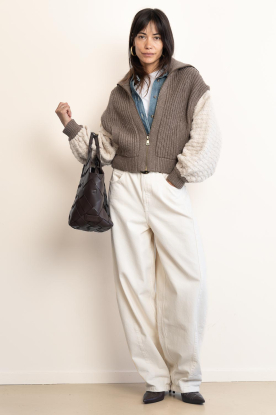 Look Chunky knit cardigan with zipper Ash