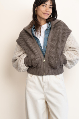 ba&sh |  Chunky knit cardigan with zipper Ash | brown 