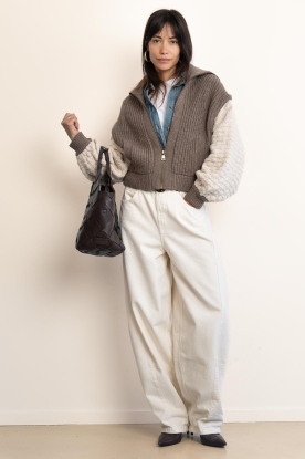 Look Chunky knit cardigan with zipper Ash