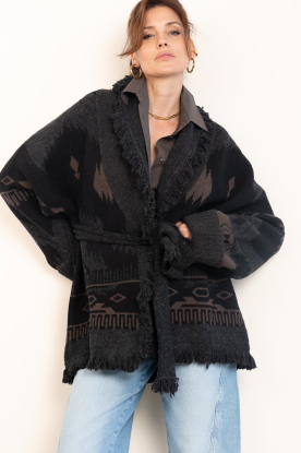 Deblon |  Wool cardigan Ymke | black 
