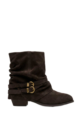 Toral |  Suède fold-over boot Leila | dark brown 
