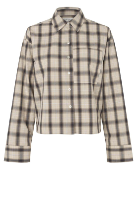 Second Female |  Checkered cropped blouse Liria | beige 