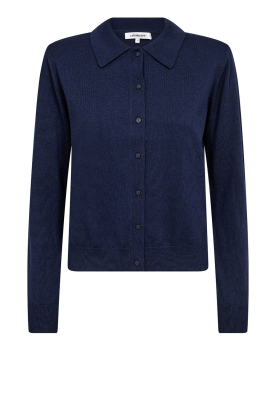 Co'Couture |  Polo cardigan with shoulder pads | blue 