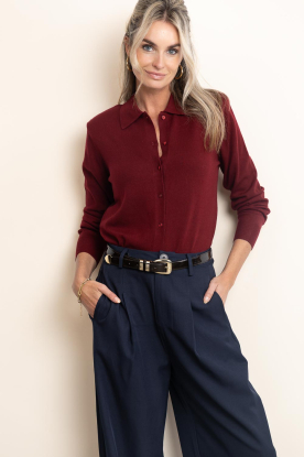 Co'Couture |  Polo cardigan with shoulder pads Cory | burgundy 