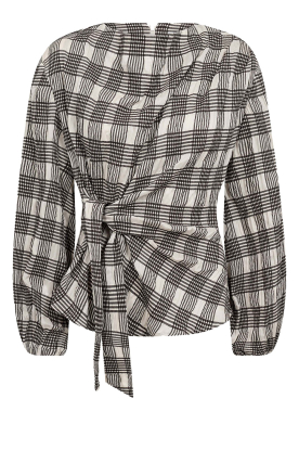 Co'Couture | Geruite wrap top Chandler | zwart 
