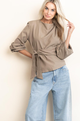 Co'Couture |  Woven wrap top Luna | taupe 