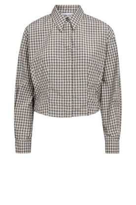 Haute L'Amitié | Geruite cropped blouse Mimosa | grijs 