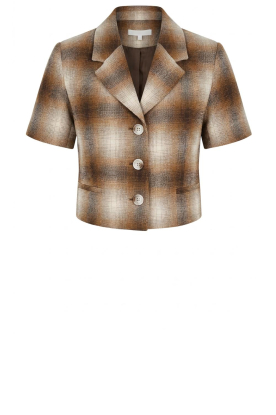 Est'Seven | Geruite korte blazer Lakkyn | bruin 