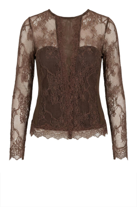 Est'Seven | Kanten top Lacy | bruin 