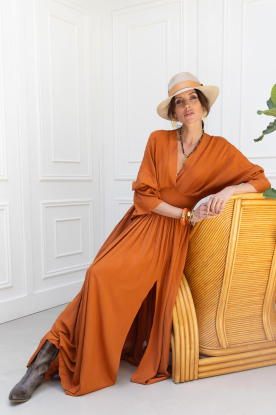 Eve |  Maxi dress with flared sleeve Eve | burnt orange 