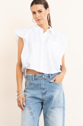 Haute L'Amitié | Sleeveless poplin blouse Dinnie |  white 