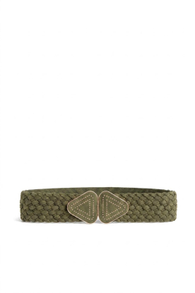 Little Soho | Gevlochten suède stretch riem Nicole | groen 