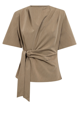 Co'Couture |  Top with wrap detail Melva | taupe 