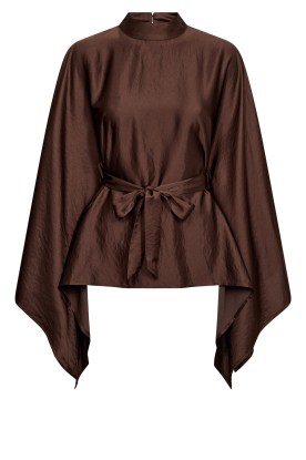 Co'Couture |  Cape blouse with belt Idun | brown 