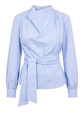 Co'Couture |  Checked blouse with button detail Gaian | blue 