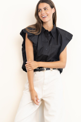 Haute L'Amitié |  Sleeveless poplin blouse Dinnie |  black 