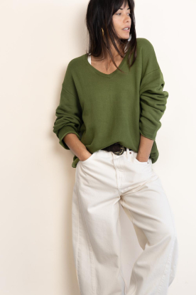 American Vintage |  Soft V-neck sweater Nis | green 