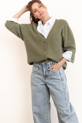 American Vintage |  Oversized knitted cardigan Lezzard | green 